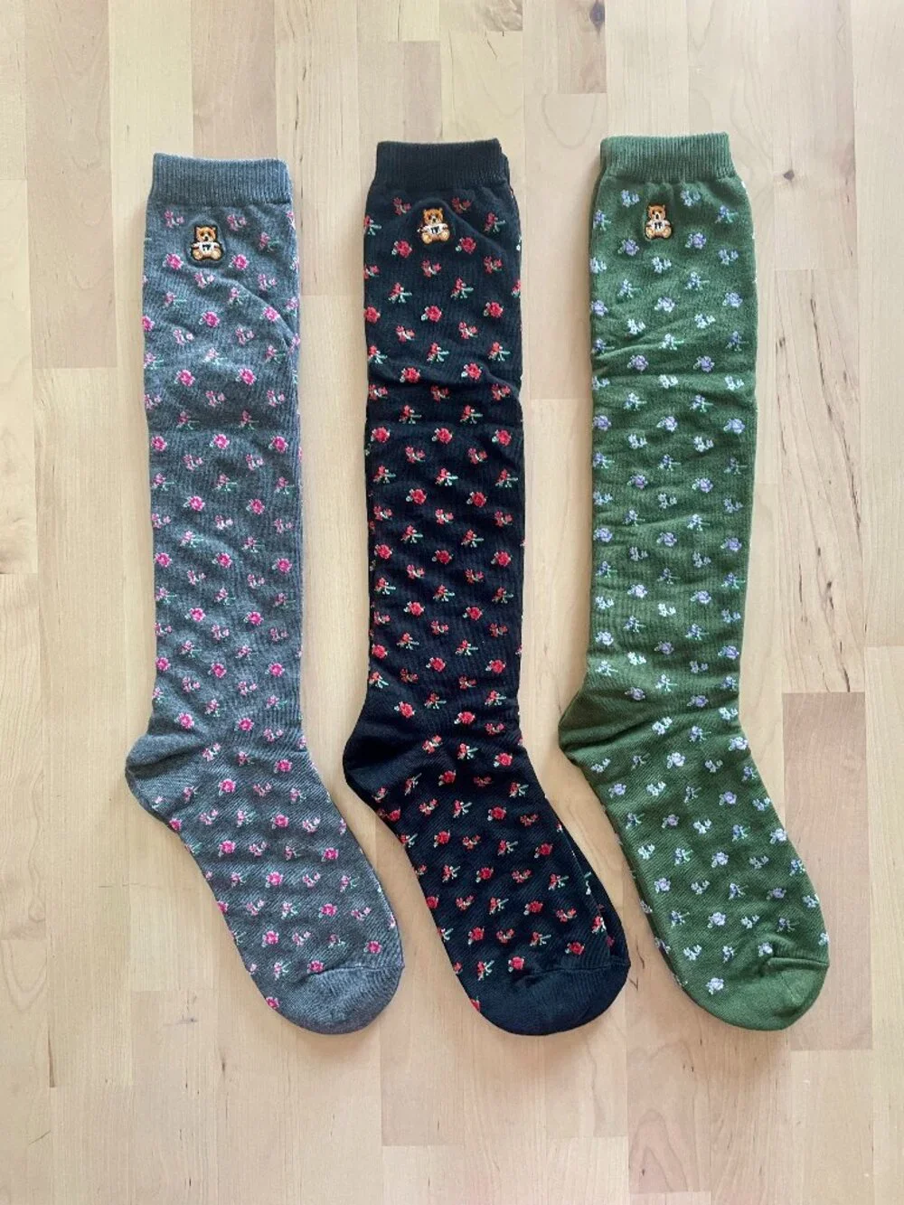 Teddy Fresh Women's 3-Pack Floral Knee High Socks One Size NEW